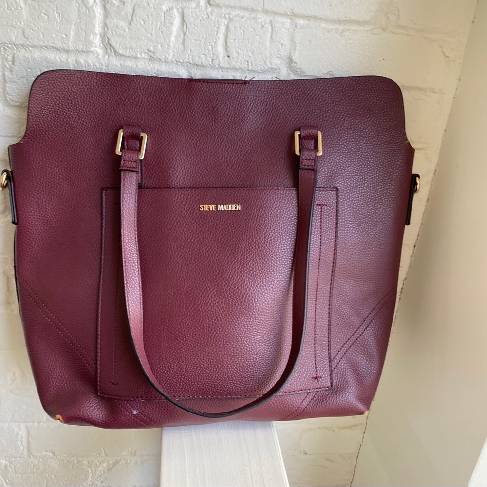 Steve Madden Large Leather Maroon Handbag